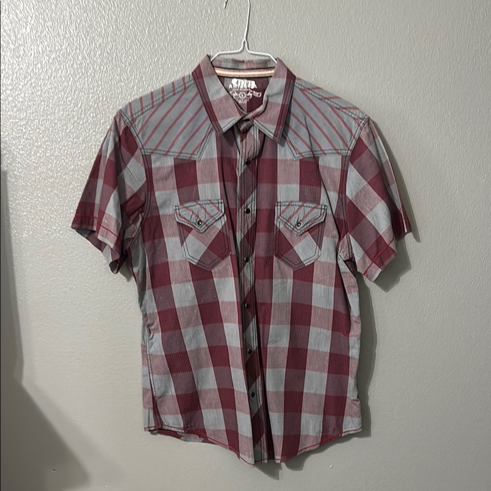 Stylish Red Plaid pearl snap-arizona jean company-vintage